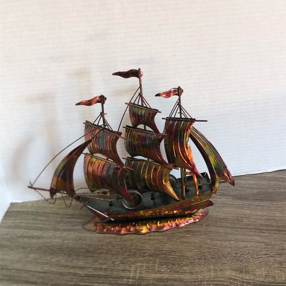 Vtg MCM Copper Sailboat Decor - Picture 9 of 10